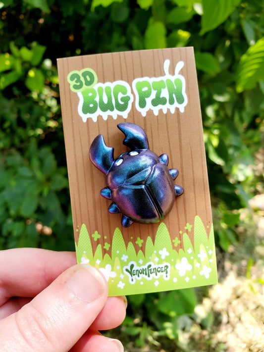 "Jewel Blue" 3D Stag Beetle Pin