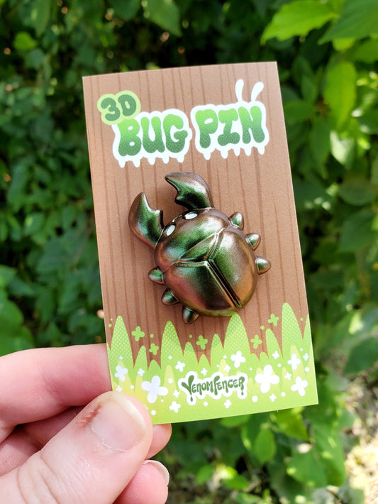 "Moss Green" 3D Stag Beetle Pin