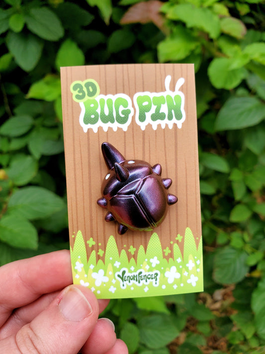 "Blackberry" 3D Rhino Beetle Pin