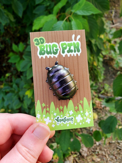 "Charcoal" 3D Pillbug Pin