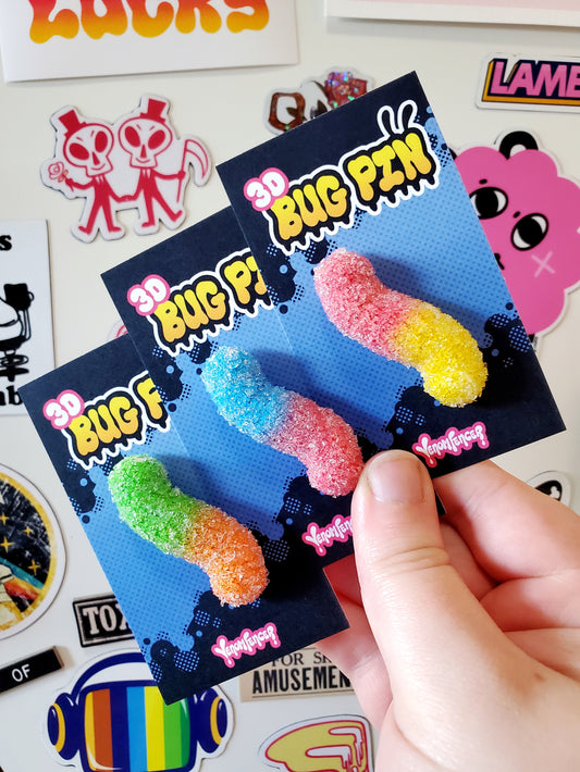 "Sour Gummies" 3D Worm Pin Set