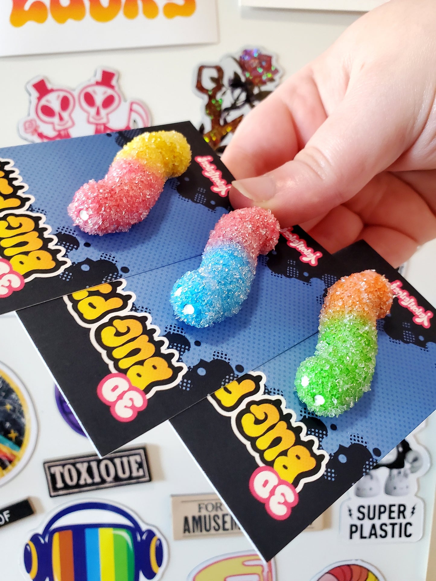 "Sour Gummies" 3D Worm Pin Set