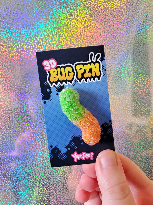 "Sour Green" 3D Worm Pin